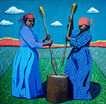 Mvskoke Women Grinding Corn by Johnnie Diacon